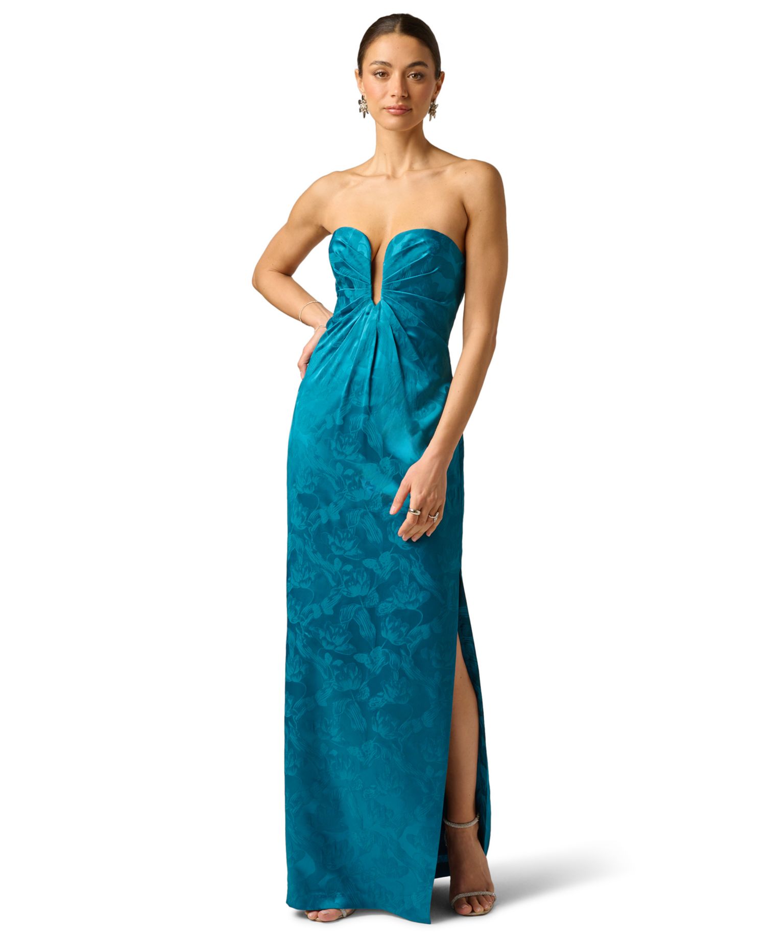 Women's Printed Strapless Pleated Dress