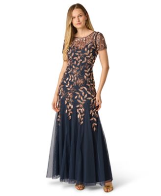 Petite Floral Beaded Gown