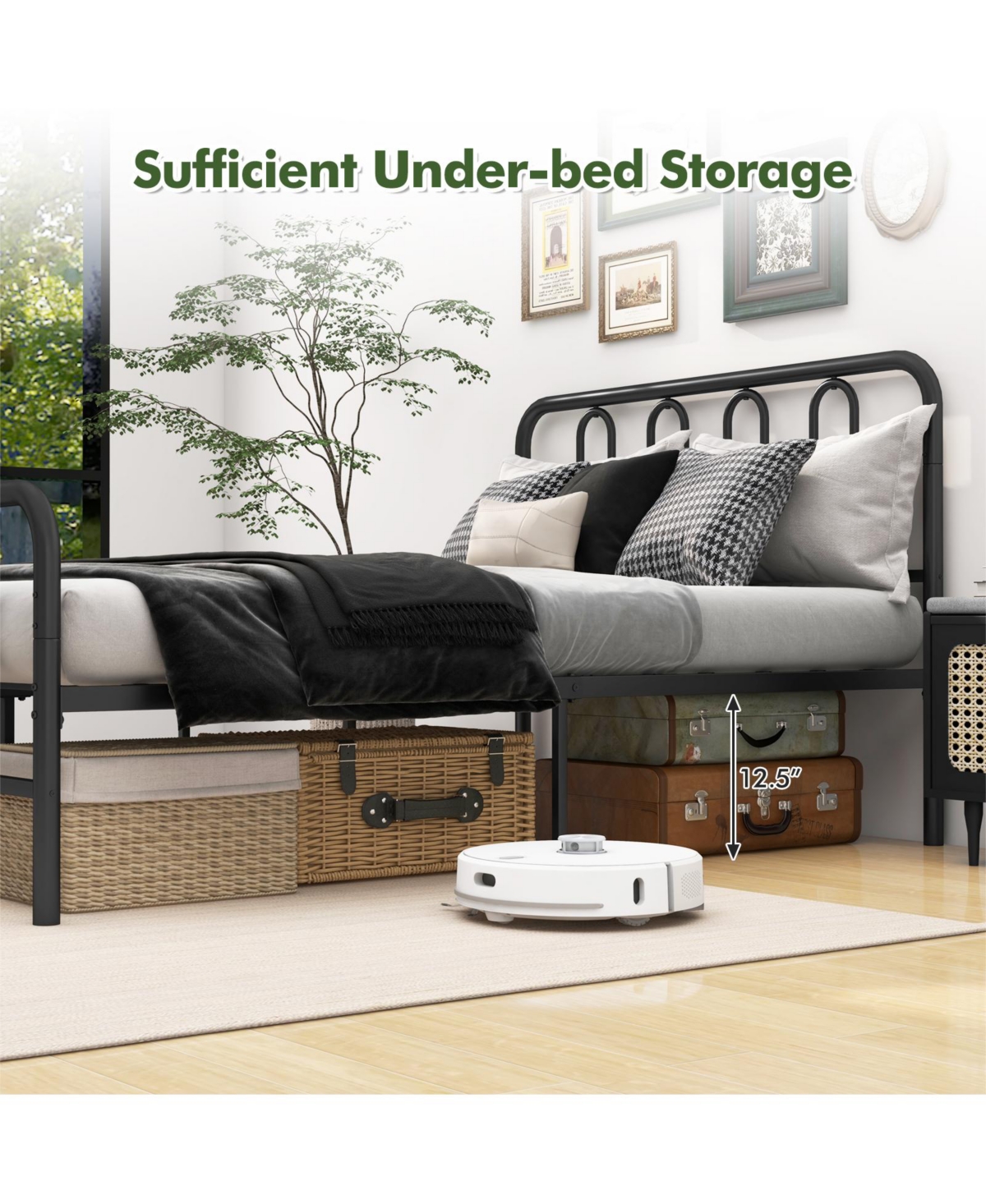 Gymax Stylish Full Size Metal Bed Frame Platform Bed Base With Headboard and Footboard