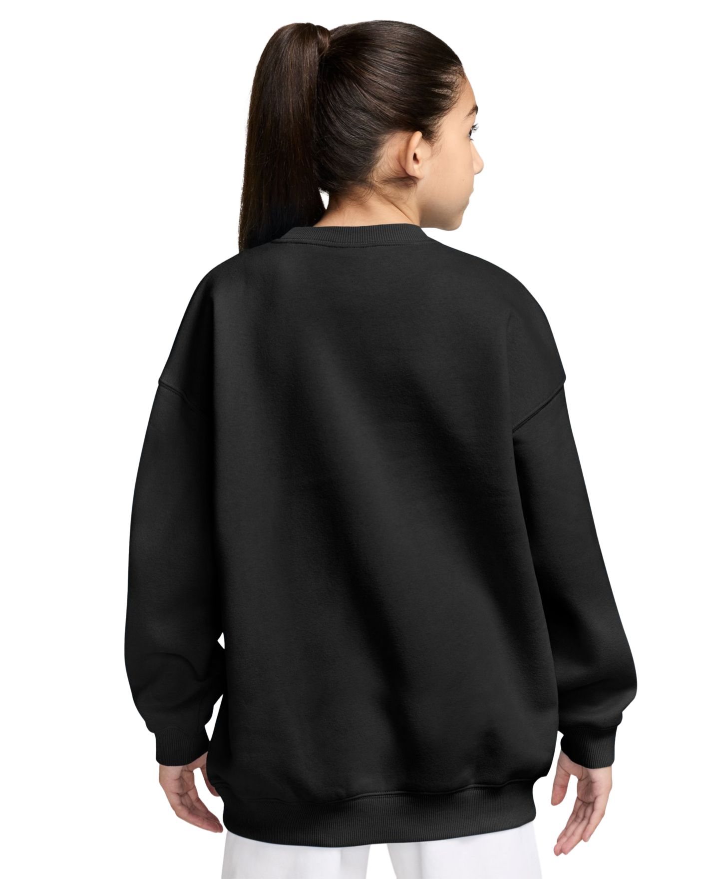 Толстовка Nike Crewneck Fleece Sweatshirt для девочек, цвет: Чёрный / Белый — фото 3