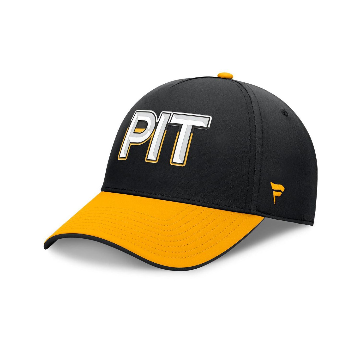 Men's Black/Gold Pittsburgh Penguins Authentic Pro Rink Team Code Flex Hat