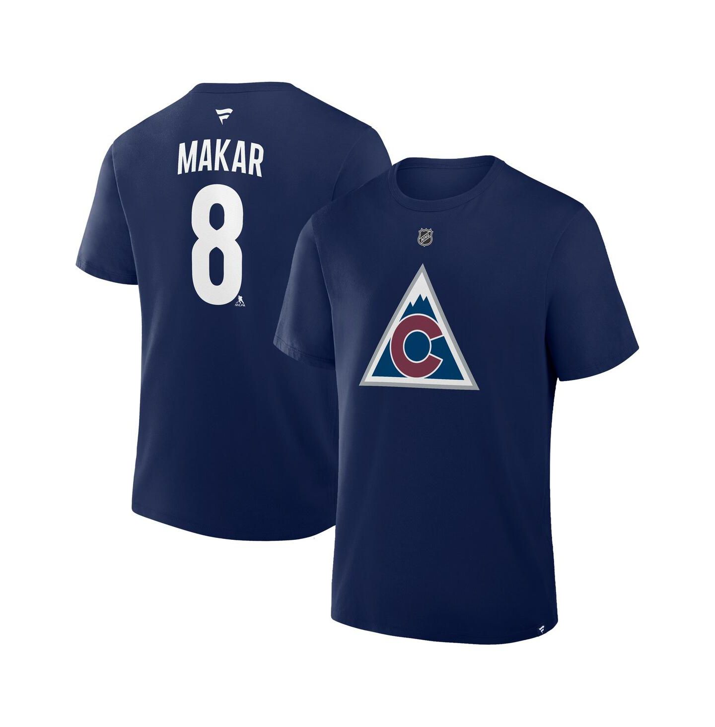 Мужская футболка Fanatics Cale Makar Navy Colorado Avalanche Authentic Stack Name & Number — фото 1
