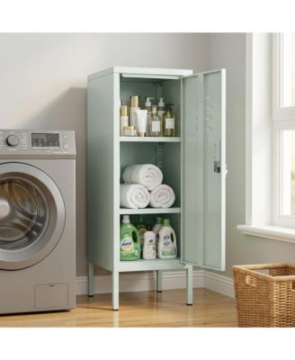 Lockable Metal Locker Cabinet,  Metal Storage Cabinet with Lock, Adjustable Shelf and Ventilation, Steel Locker for Gym, School, Office, Home