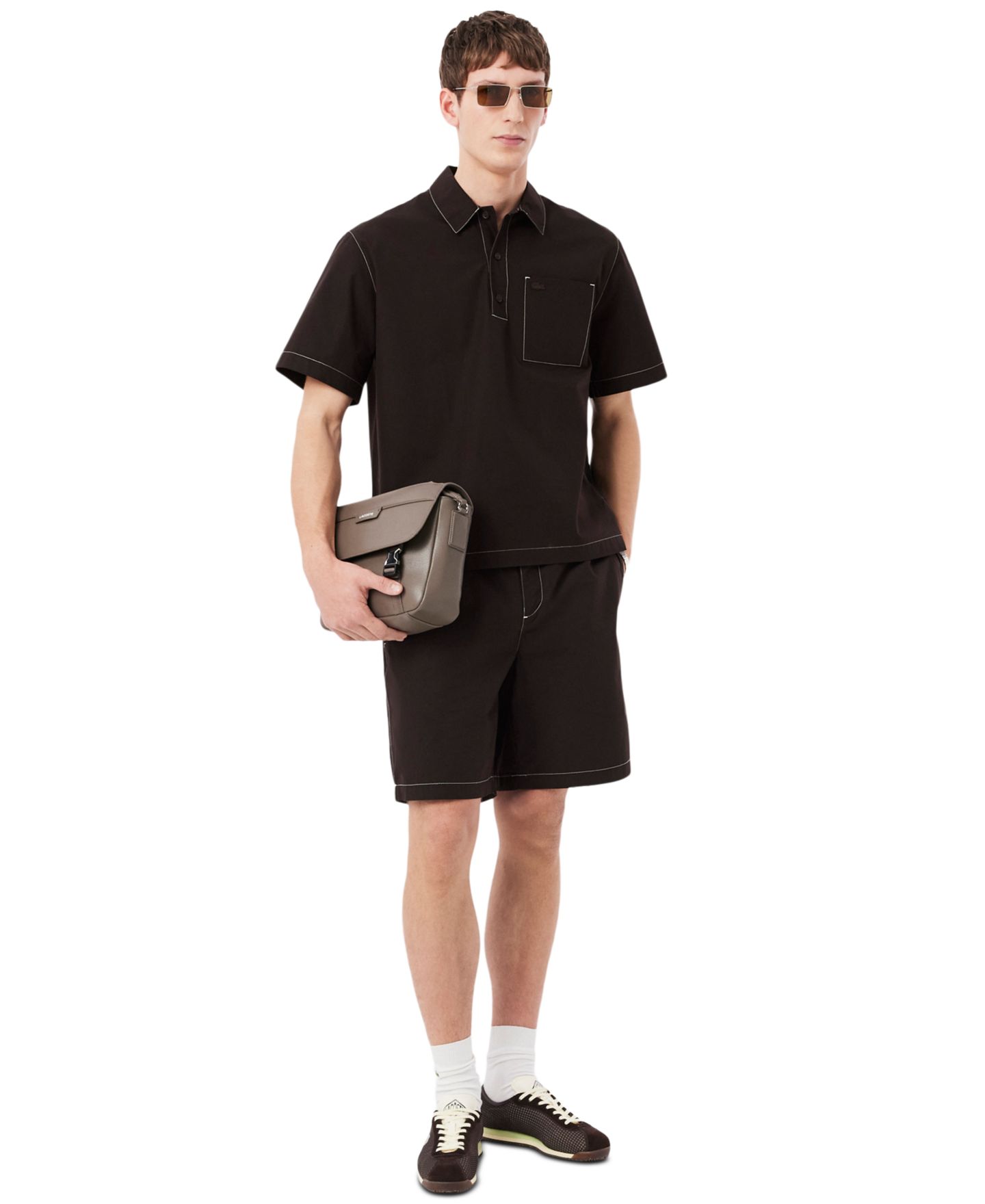 Мужское поло Lacoste Regular-Fit Polo Shirt, цвет: Коричневый — фото 2