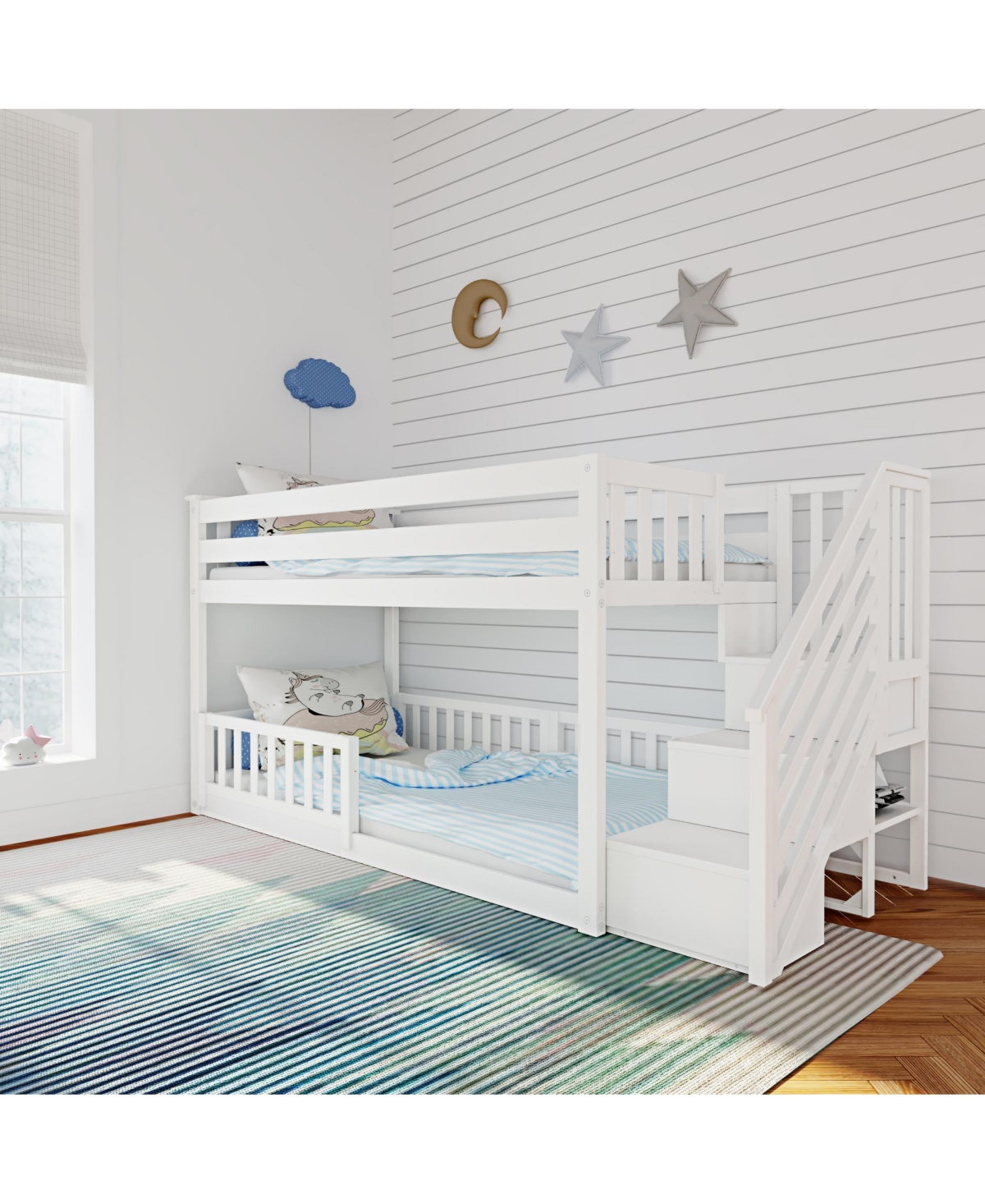 Max Lily Low Twin over Bunk with Stairs Single Guard Rail