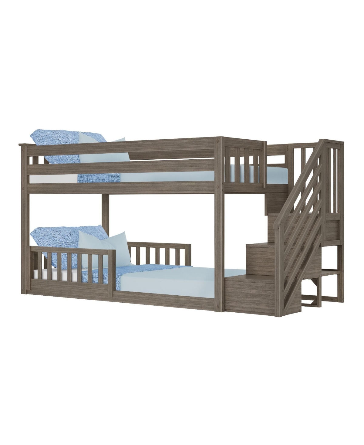 Max Lily Low Twin over Bunk with Stairs Single Guard Rail