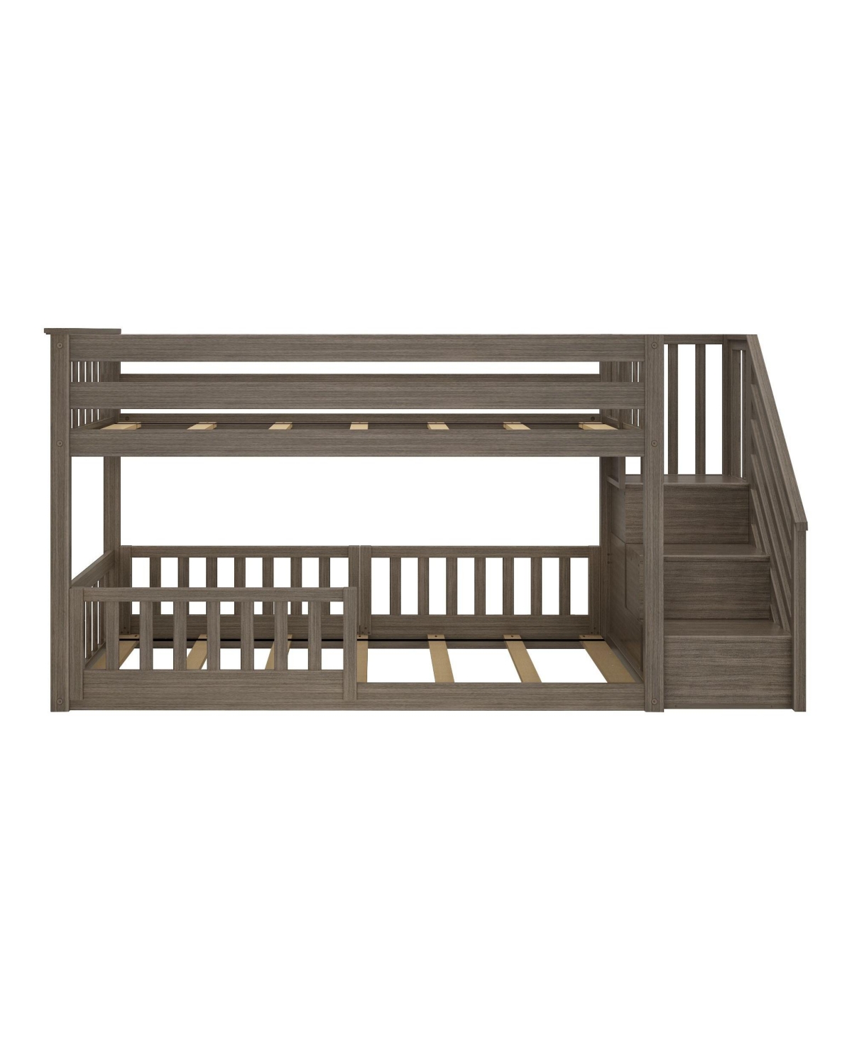 Max Lily Low Twin over Bunk with Stairs Single Guard Rail