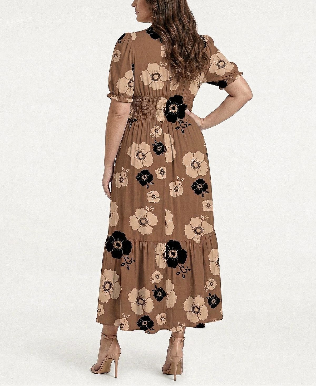Taylor Plus Size Printed Split V-Neck Maxi Dress view 3 — MAYCSS fashion products