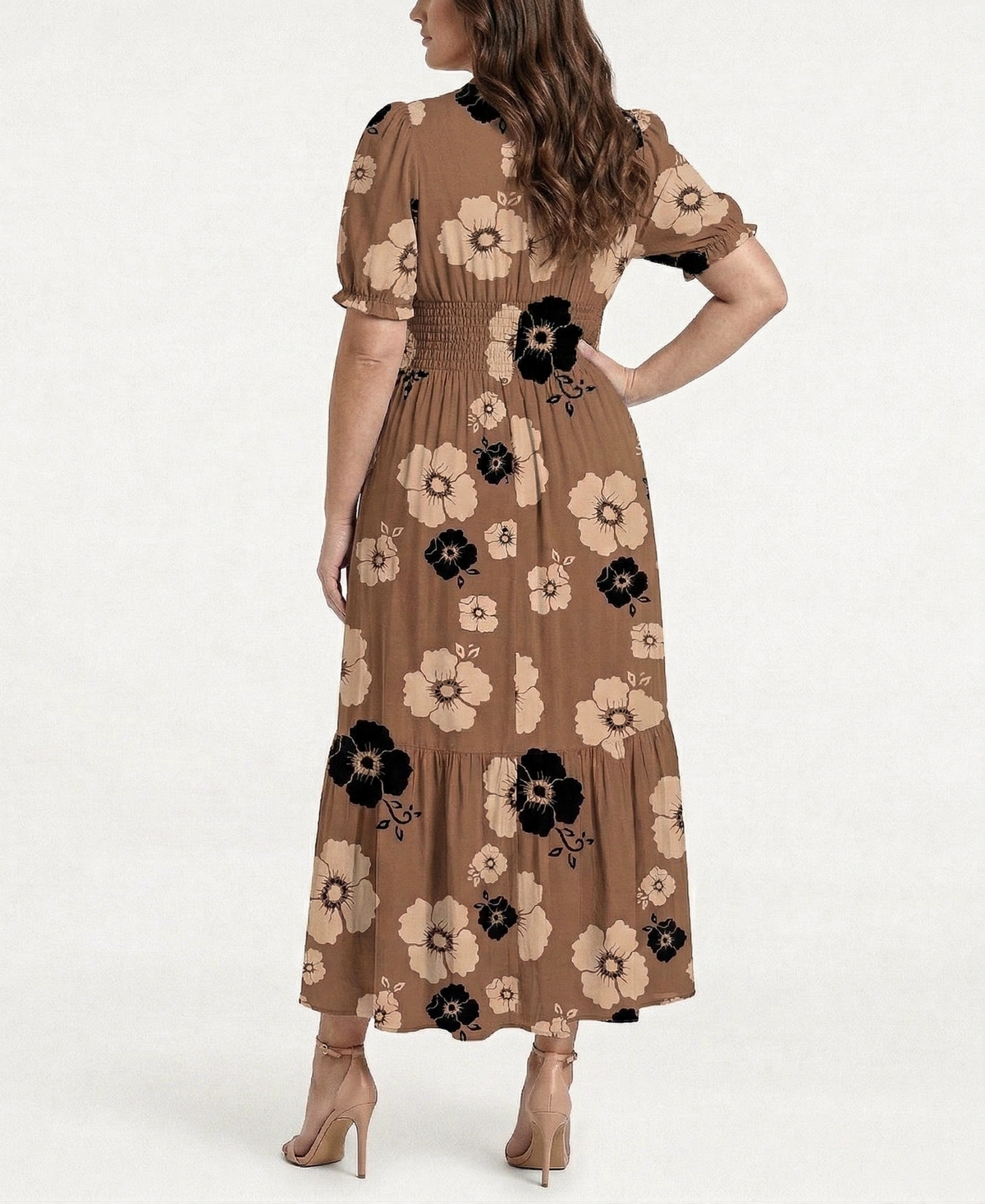 Taylor Plus Printed Split V-Neck Maxi Dress