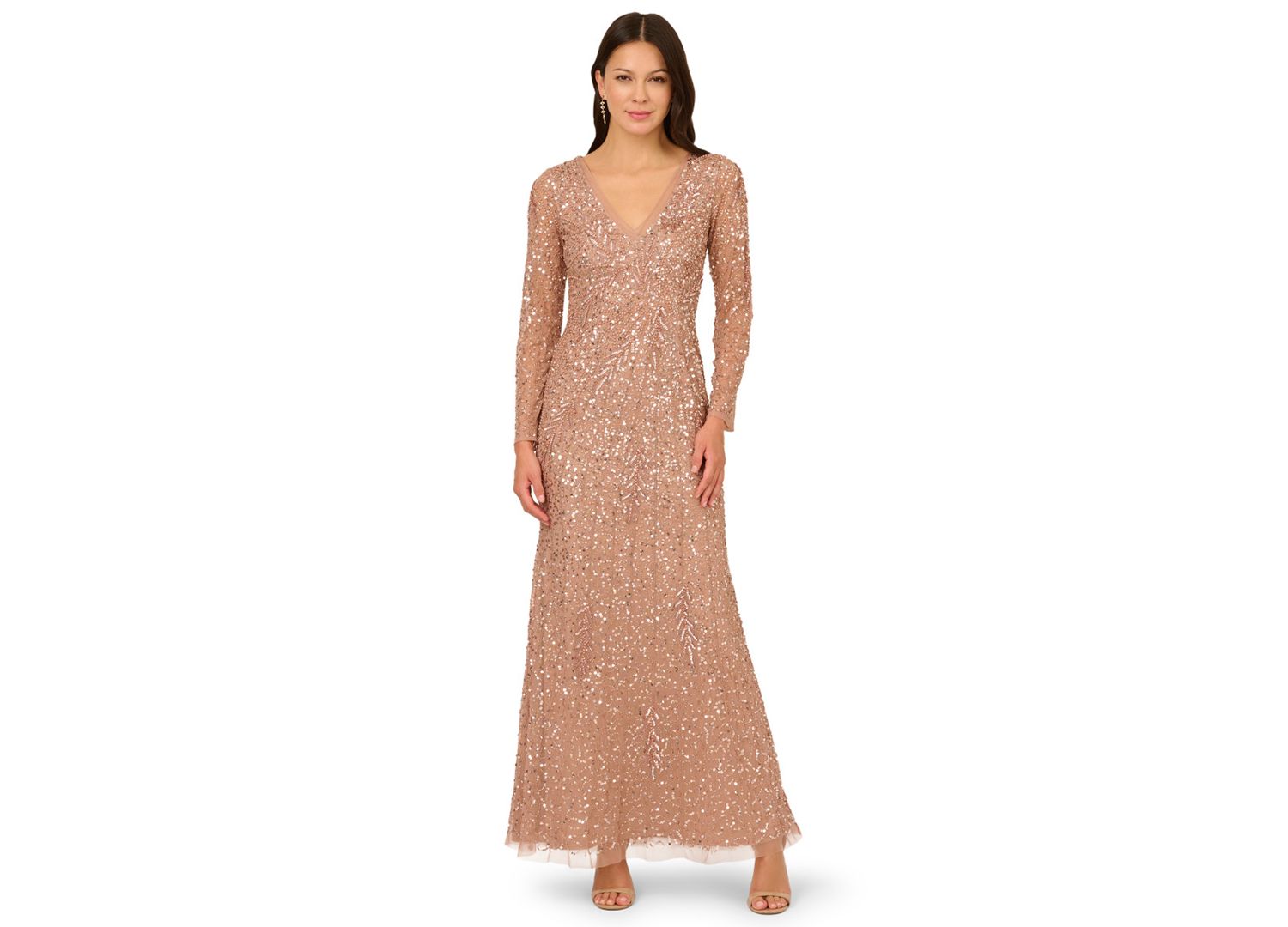 Petite V-Neck Beaded Dress