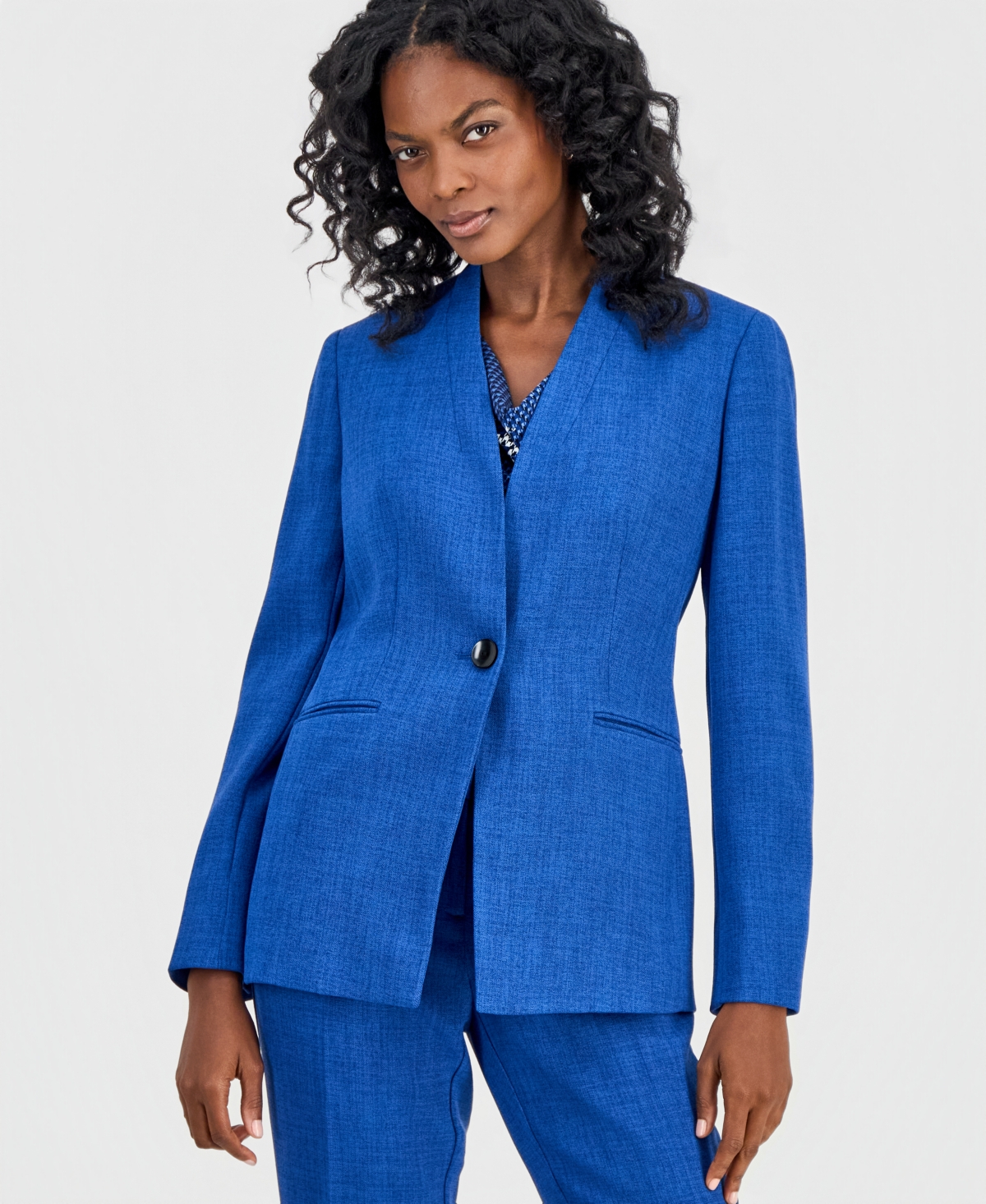 Kasper Women's Collarless One-Button Jacket, Regular & Petite
