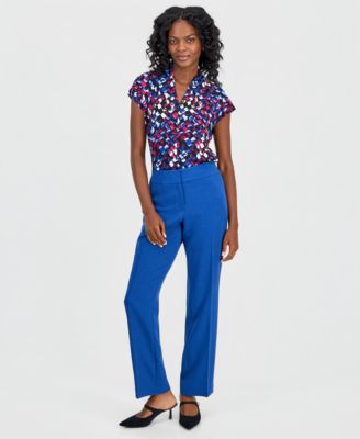 macy's women's dress slacks White Pants & Trousers Women's Bi-Stretch Straight-Leg Dress Pants,