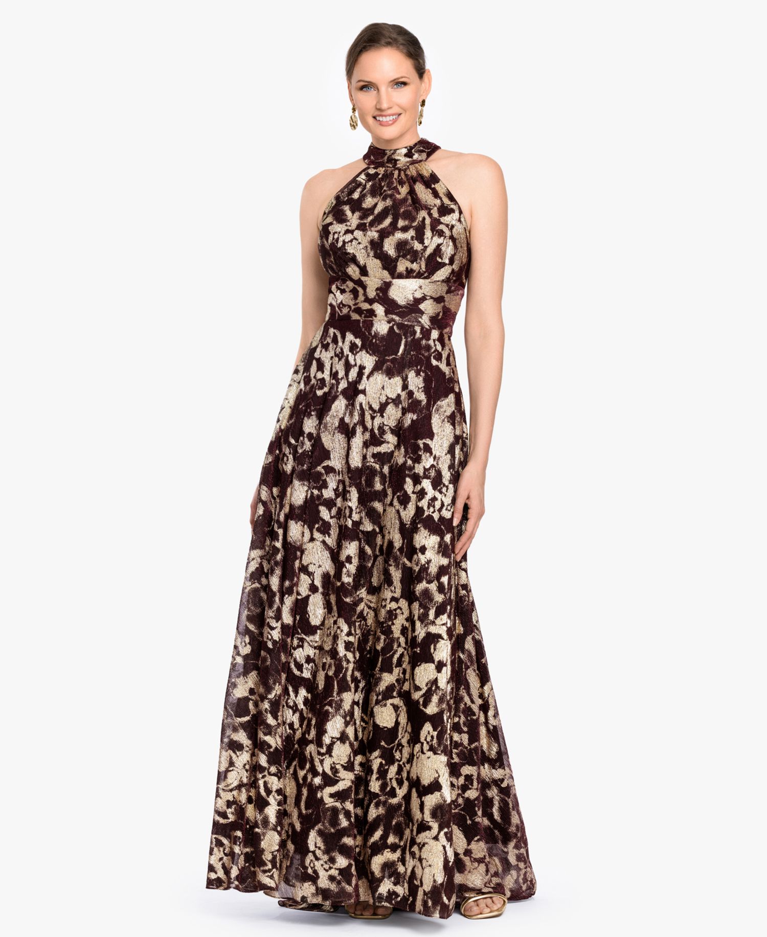 Women's Foil Halter Neck Gown