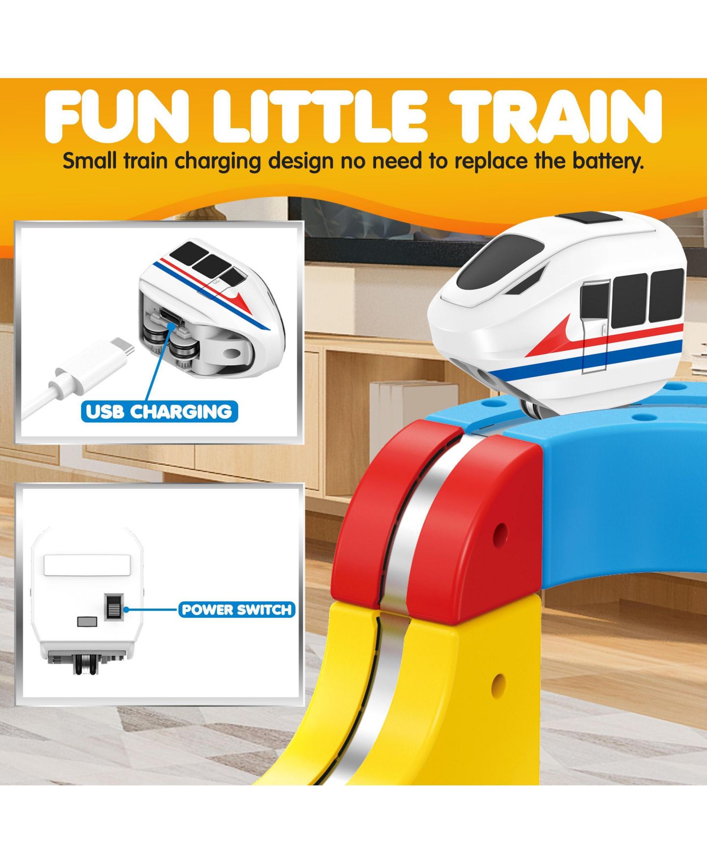 Детский конструктор Contixo Magnetic Motorized Train Track MT2 150-Piece Building Set, Ages 3+, цвет: Разноцветный — фото 5