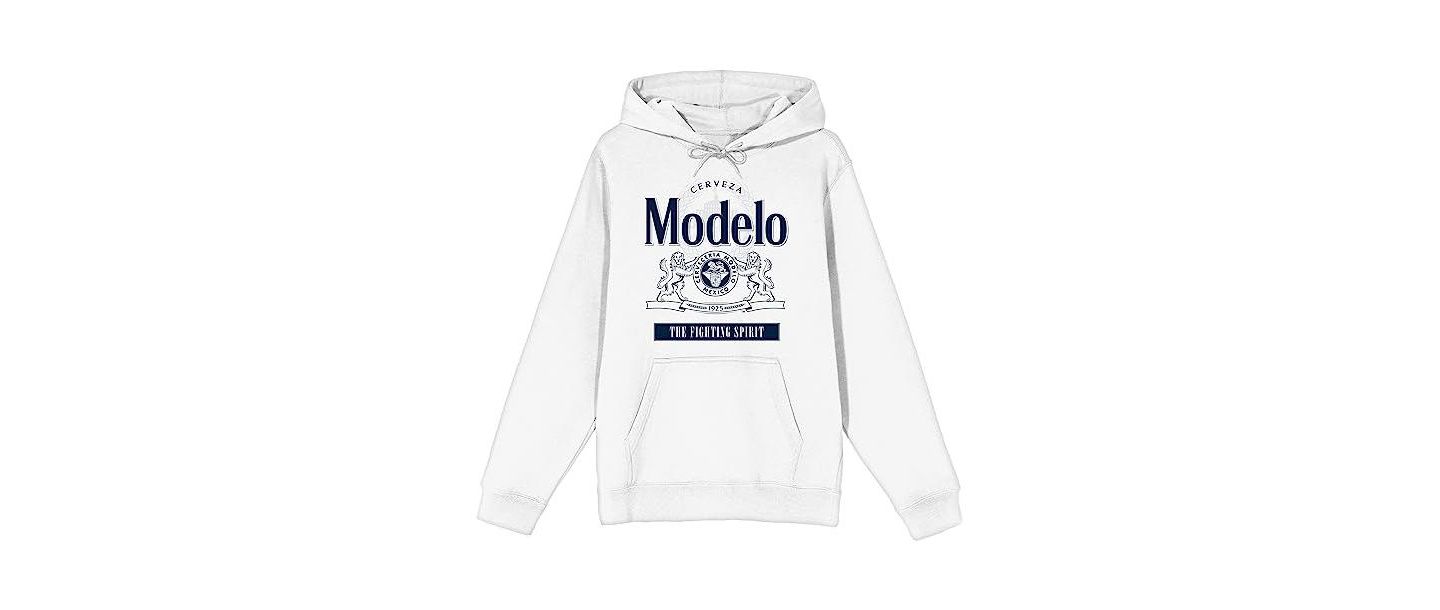 Мужское худи Modelo The FIghting Spirit Long Sleeve White Adult Hooded Sweatshirt -3XL, цвет: Белый — фото 4