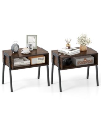 2PCS Stackable End Table Night Stand Bedside Table Shelf Accent Table