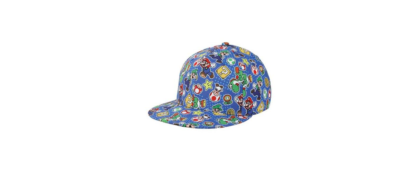 Мужские головные уборы SUPER MARIO Bros Characters and Items All-Over Print, цвет: Синий — фото 7