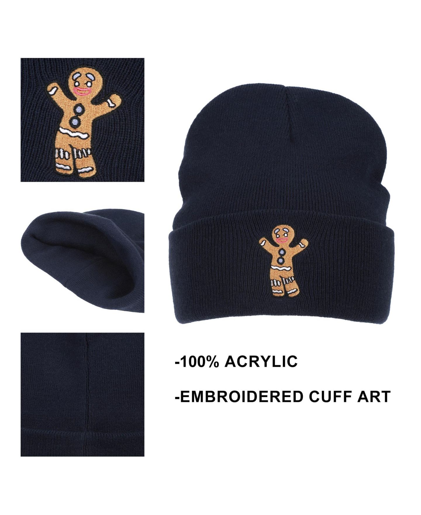 Мужская шапка Shrek Gingy Embroidery Acrylic Knit Standard Cuff Beanie, цвет: Синий — фото 10