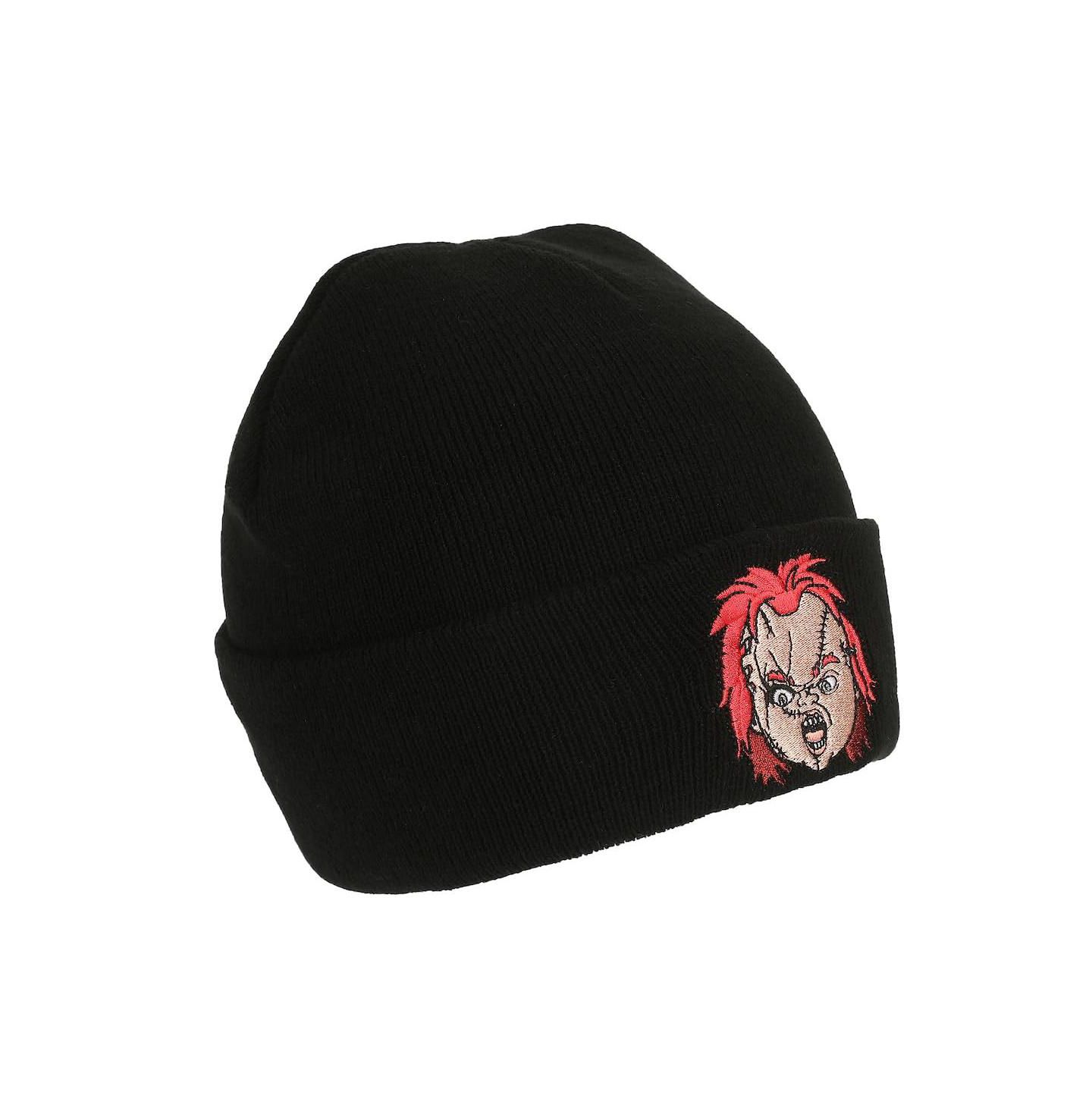 Мужская шапка Chucky Embroidery Black Acrylic Knit Standard Cuff Beanie, цвет: Чёрный — фото 8