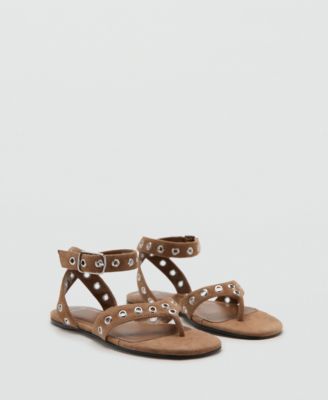 Women's Eyelet Straps Leather Sandals