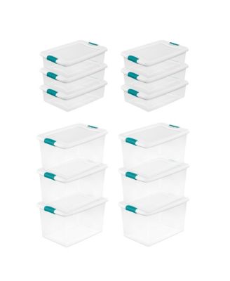 Sterilite 64 Qt Plastic Stacking Container, 6 Pack and 32 Quart Storage Boxes, 6 Pack