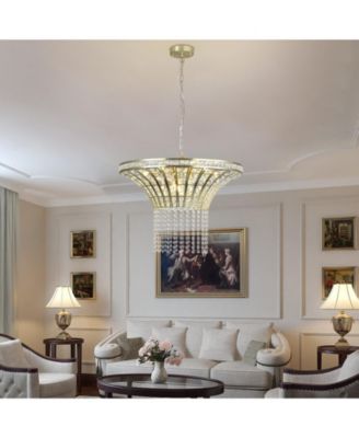 8-Light  Wide Crystal Waterfall Chandelier