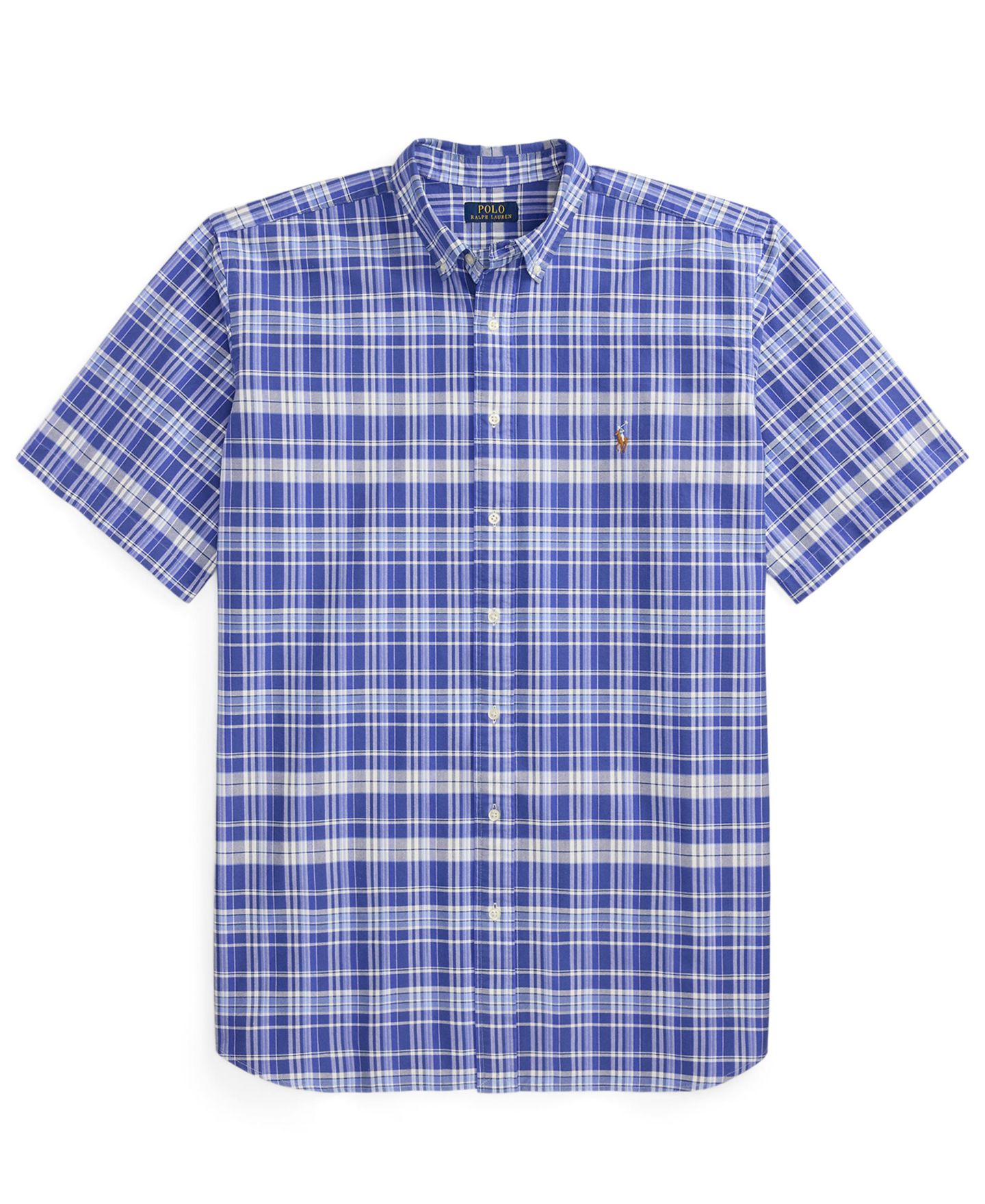 Мужская рубашка Polo Ralph Lauren Big and Tall Plaid Oxford, цвет: Синий / Белый разноцветный — фото 5