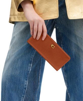 COACH Essential Slim Leather Wallet - Macy Coach Ashley Slim Envelope Wallet Camel Tan Leather Organizer Wallet main image 0
