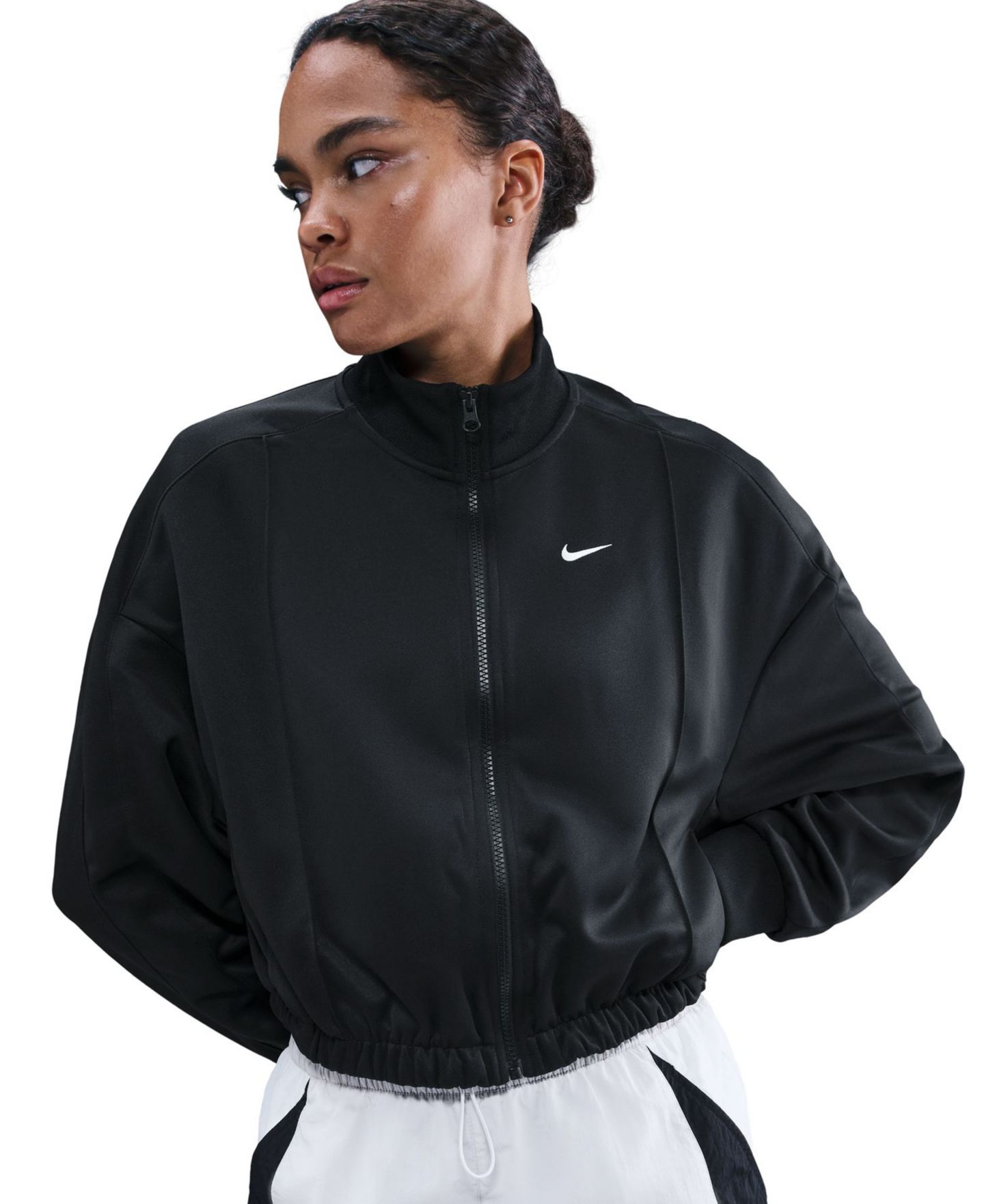 Женская куртка Nike Sportswear Track Jacket, цвет: Чёрный / Молочный — фото 2