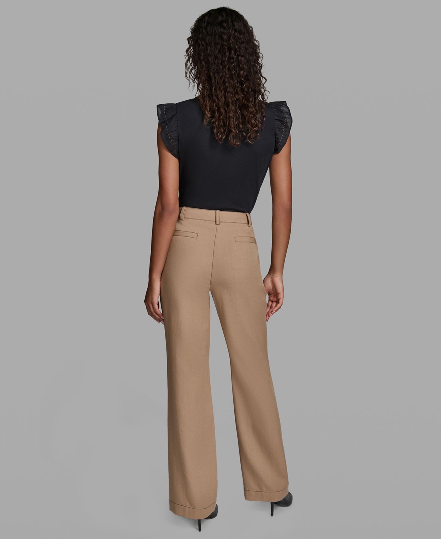 Женские брюки KARL LAGERFELD PARIS Front Pockets Mid-Rise Straight Long, цвет: Cartouche — фото 5