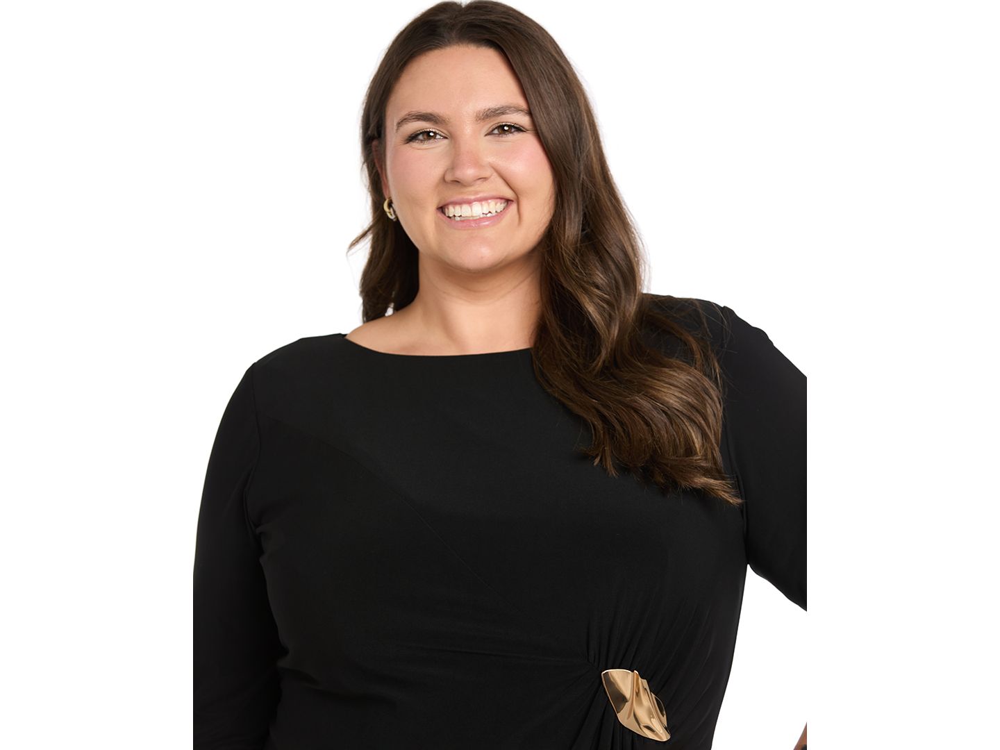 Женское платье R & M Richards Plus Size Side Buckle Boat Neck, цвет: Чёрный — фото 2
