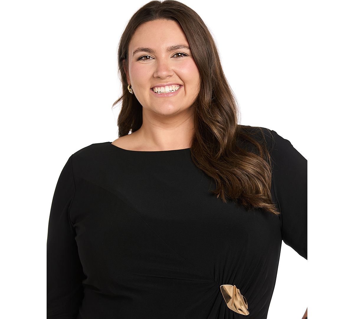 R & M Richards Plus Size Side Buckle Boat Neck Dress view 2 — MAYCSS fashion products