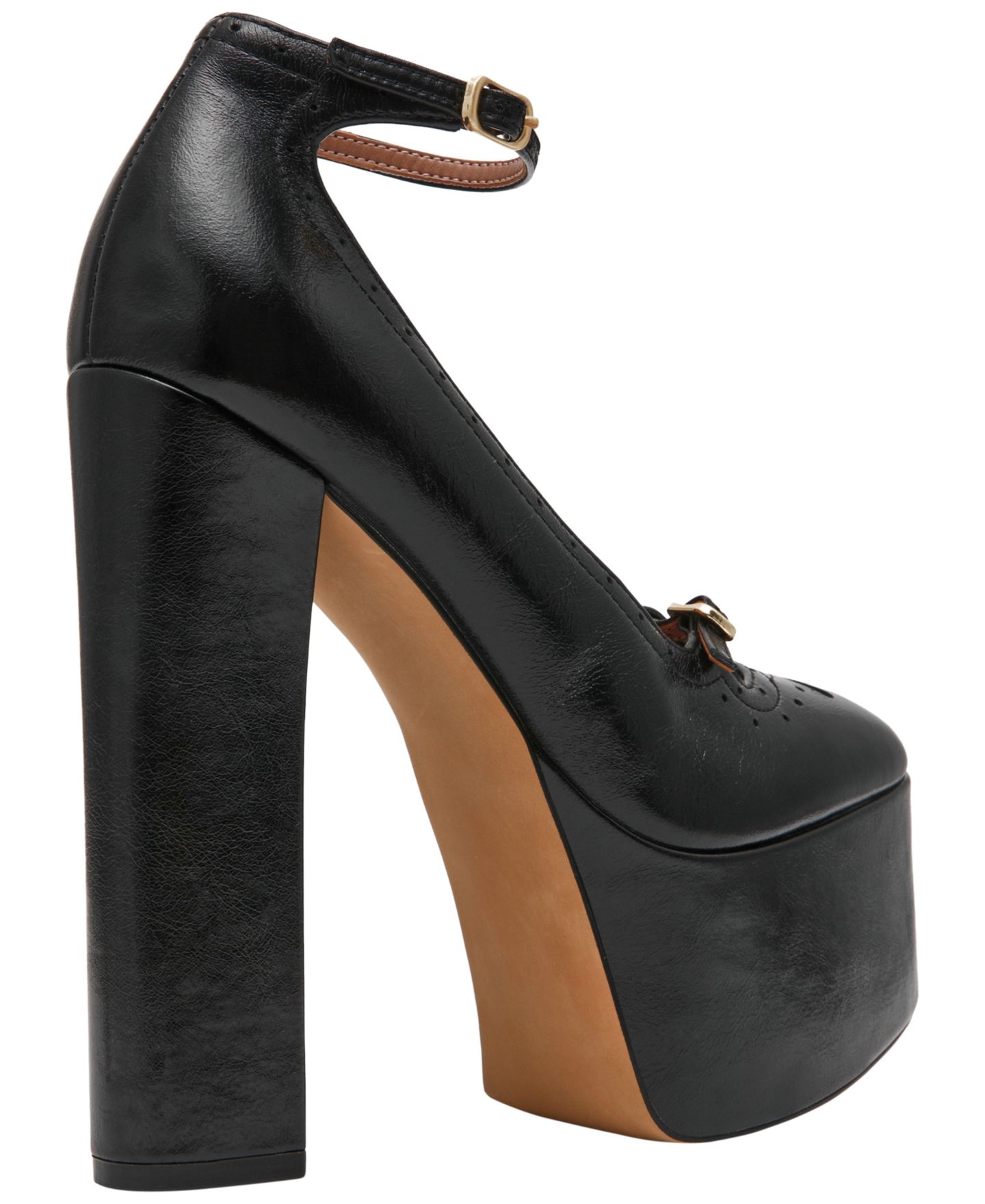 Женские туфли Steve Madden Saxon High Platform Brogue Block Heel Pumps, цвет: Чёрный лаковый — фото 7