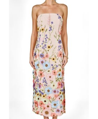 Women's Strapless Floral Embroidered Mini Dress