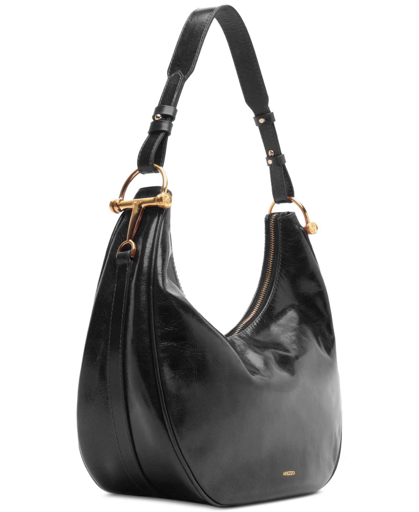 Женская сумка Arezzo Cora Large Leather Hobo Handbag, цвет: Чёрный — фото 4