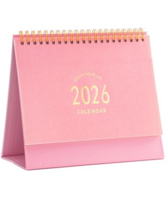 Desk Calendar 2026 Standing Flip Desktop Metal Ring Twin-wire Binding Monthly Home Office