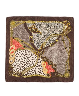 Animal Print Satin Square Scarf