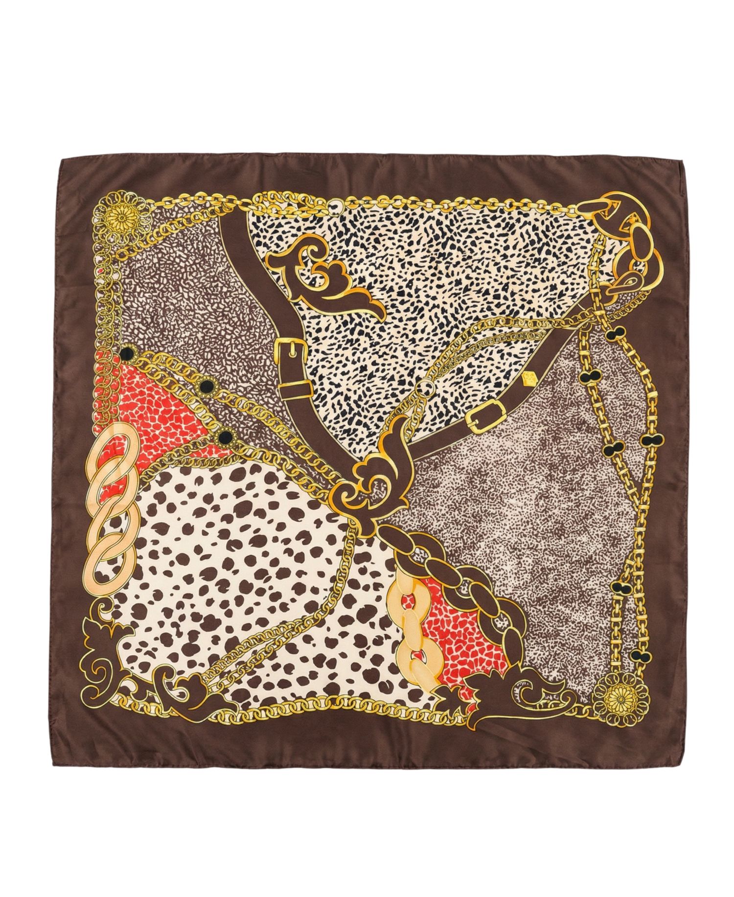 Animal Print Satin Square Scarf