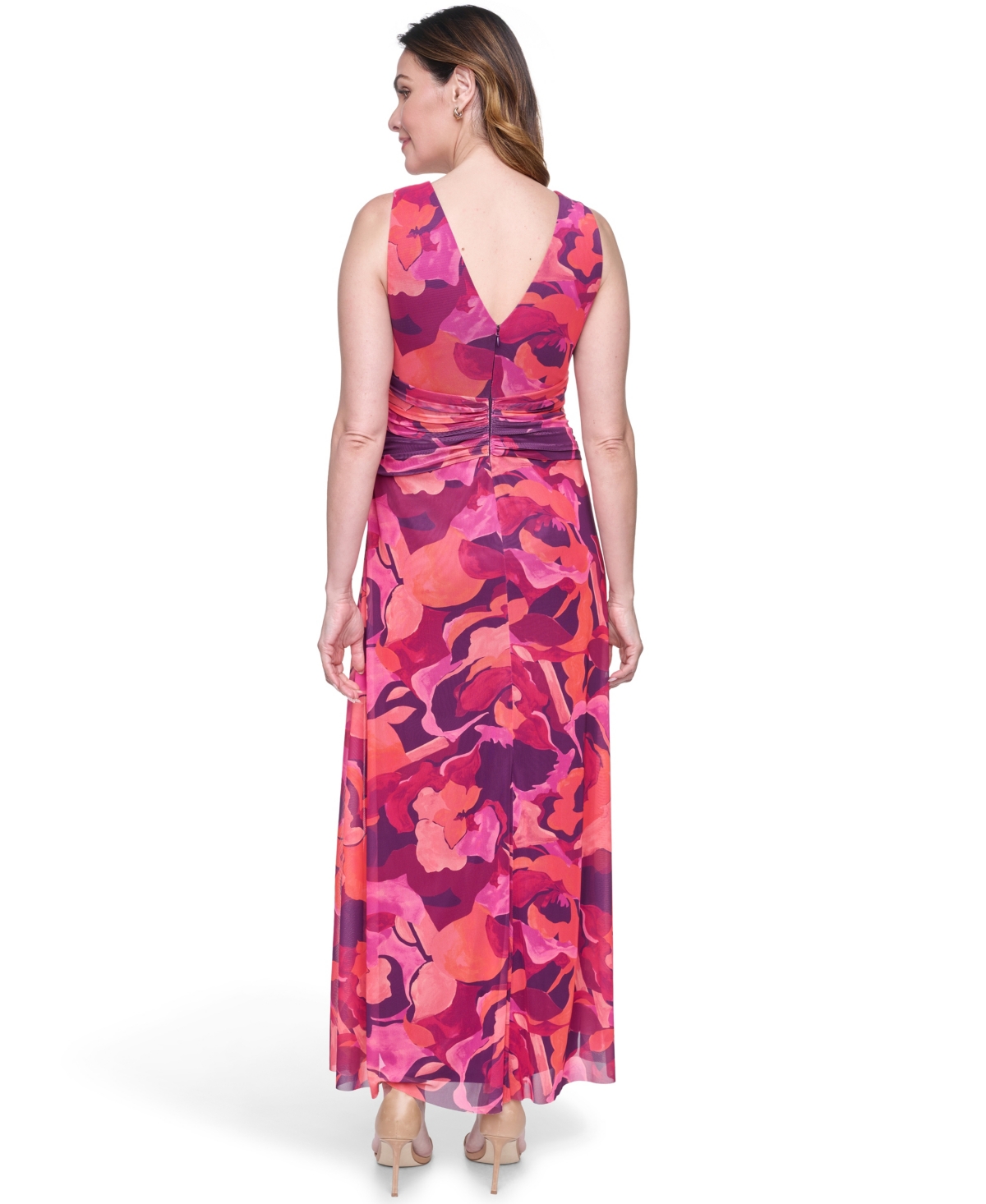 Eliza J Petite V-Neck Ruched Waist Maxi Dress