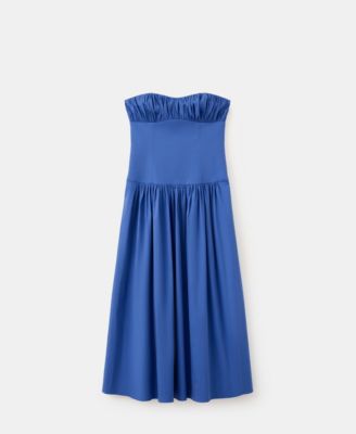 MANGO starring Hailey Bieber - Ruched Strapless dress blue - 8