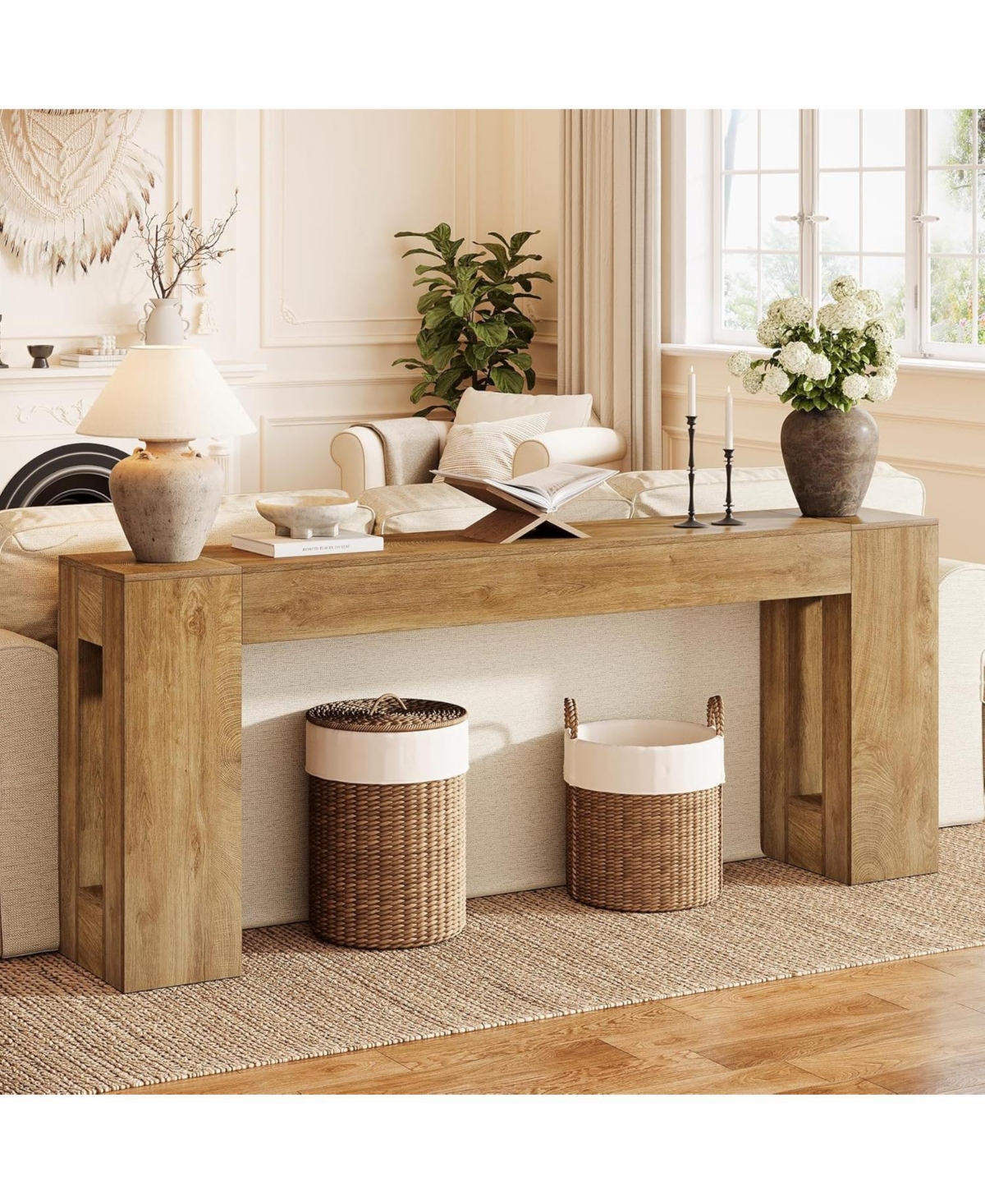 Tribesigns 79-Inch Extra Long Console Tables for Entryway, Farmhouse Narrow Sofa Table Behind Couch with Thick Legs, Wooden Entryway Accent Furniture