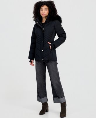 Women's Faux-Fur-Trim Hooded Puffer Coat