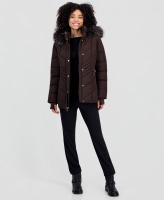 Women's Faux-Fur-Trim Hooded Puffer Coat