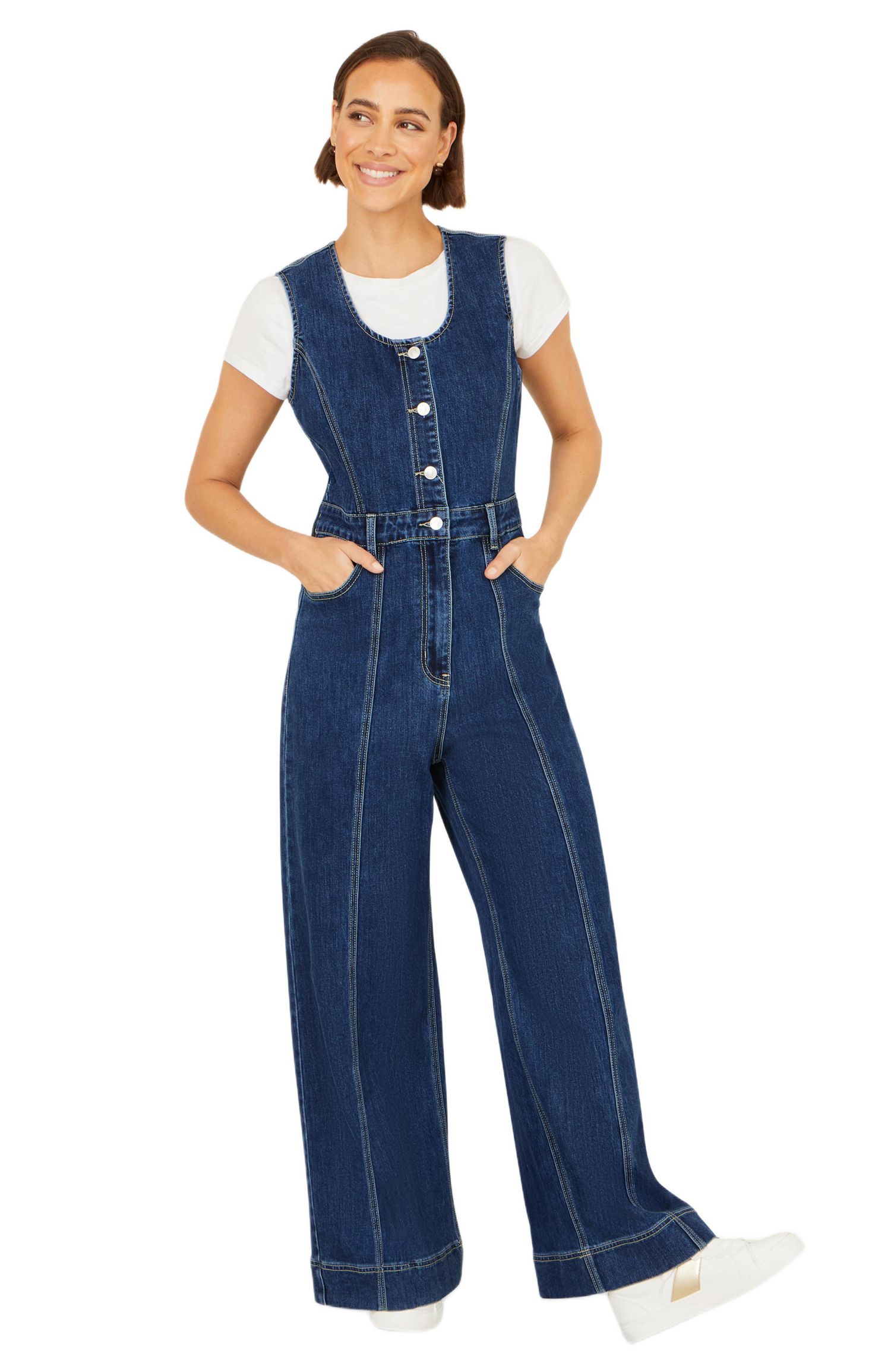 Women's Denim Stretch Fitted Jumpsuit