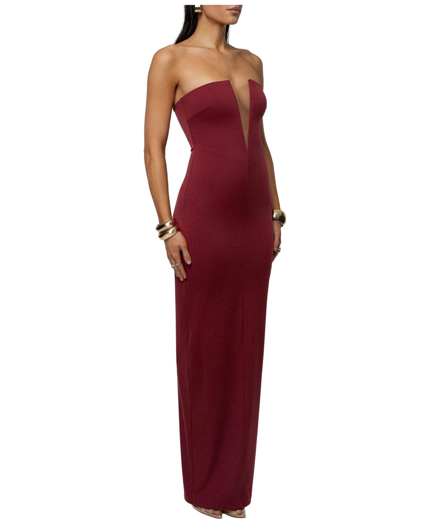 Женское платье JLUXLABEL Midnight Illusion Maxi Gown, цвет: Бордовый — фото 2