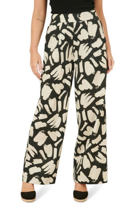 Женские брюки Yumi High Waisted Printed Wide Leg, цвет: Чёрный