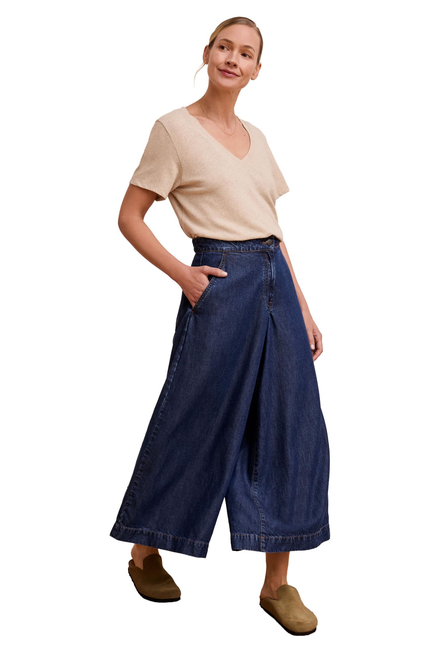 Женские брюки Celtic & Co. Drape Denim Culotte, цвет: Индиго средняя варка — фото 3