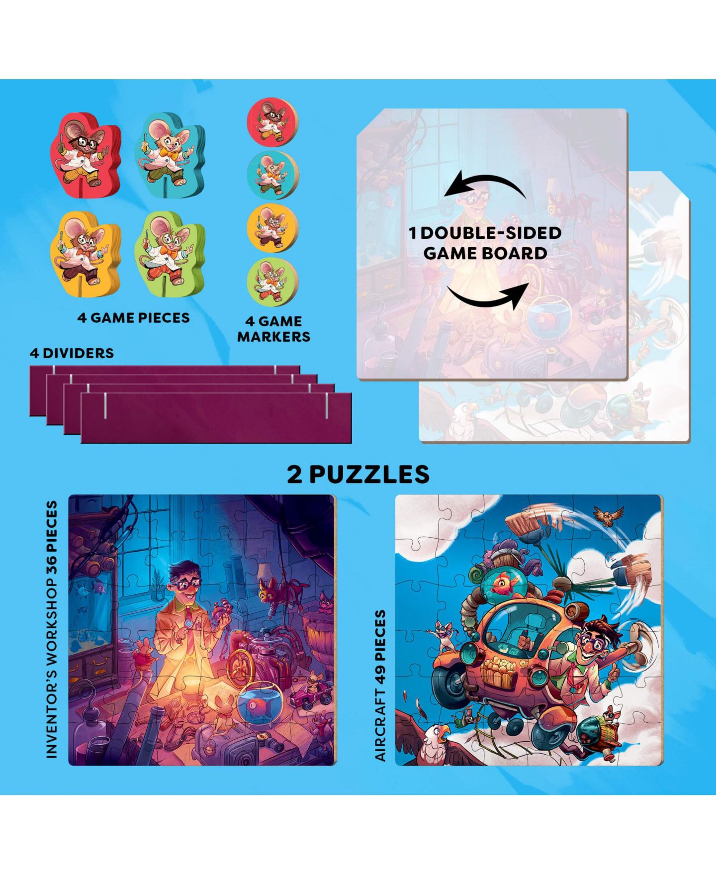 Детская настольная игра Haba Puzzle Memory Crazy Copter Two-Puzzle Board Game, Ages 5+, цвет: Синий — фото 6