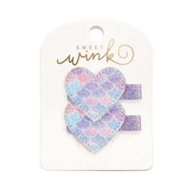 Little and Big Girls Mermaid Heart Clip Set