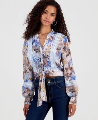 Women's Long-Sleeve Zahara Tie-Front Top